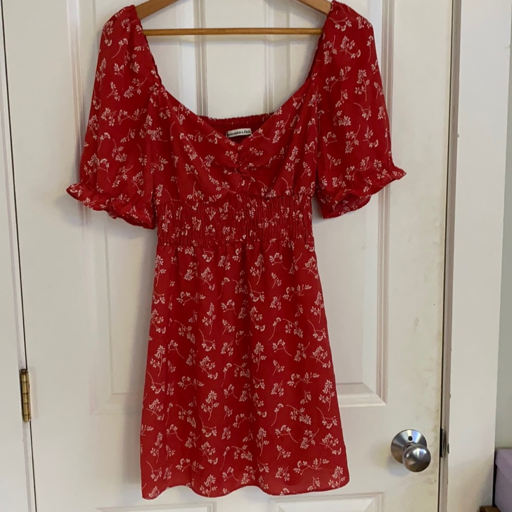 Abercrombie Red Wildflower Off-Shoulder Dress